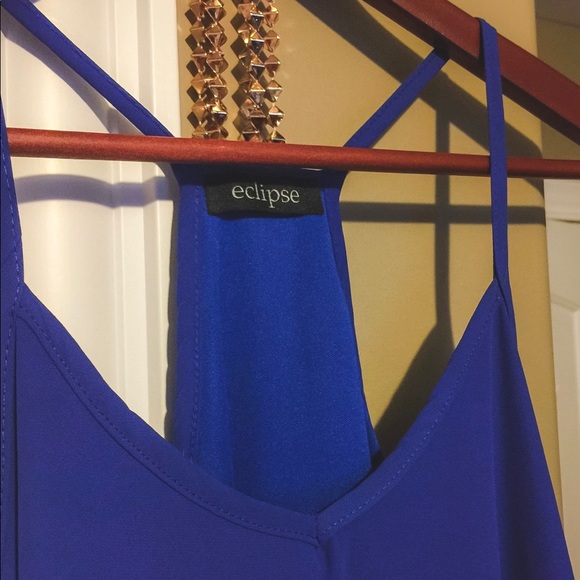 Cobalt Blue Chiffon Scalloped Top - Picture 4 of 6